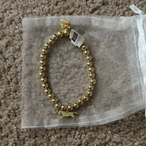 Gold Beaded Bracelet with Horse Charm